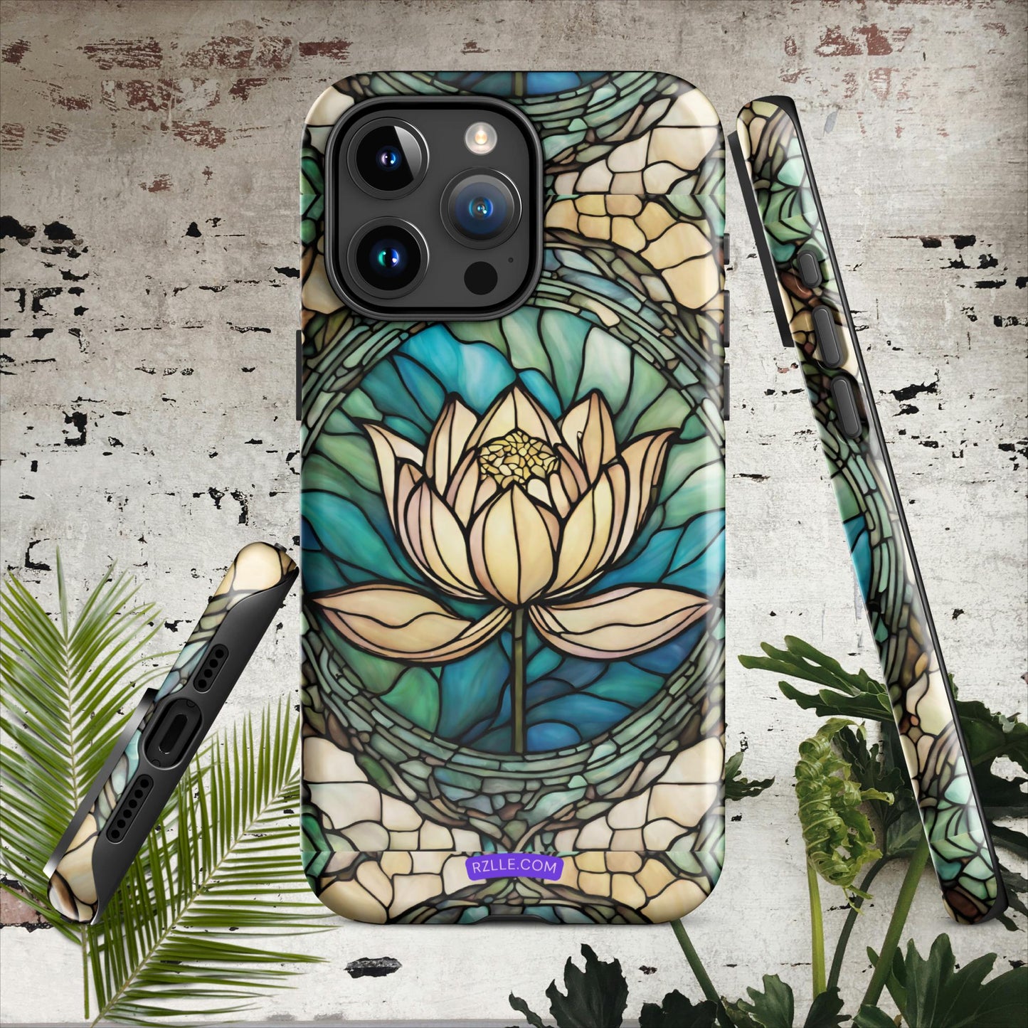 Lotus Stained Glass Tough Phone Case for iPhone® 15, iPhone 14, iPhone 13, iPhone 12, iPhone 11, Gift For iPhone Owners