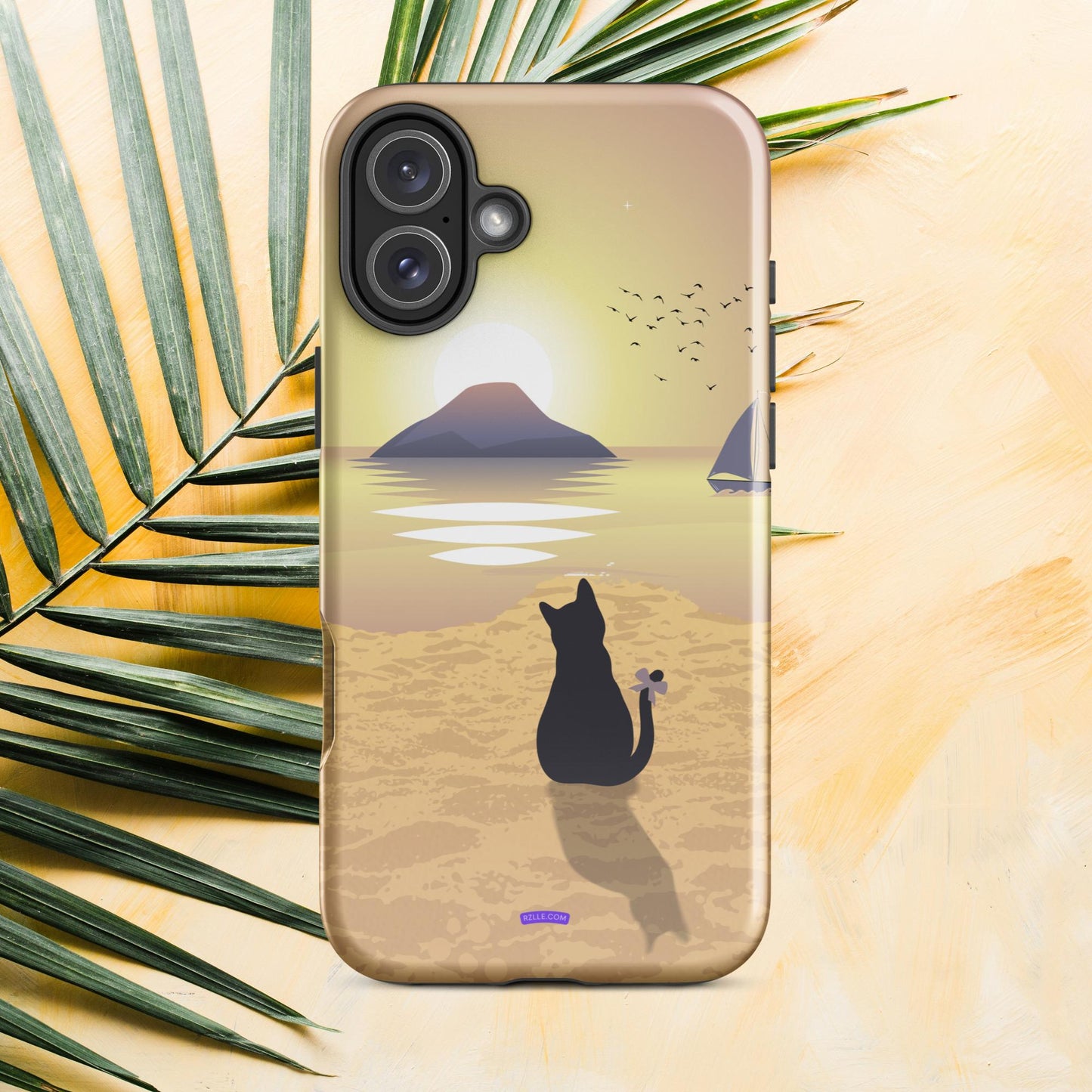 Cat & Sunset Tough Phone Case for iPhone® 15, iPhone 14, iPhone 13, iPhone 12, iPhone 11, Gift For iPhone Owners