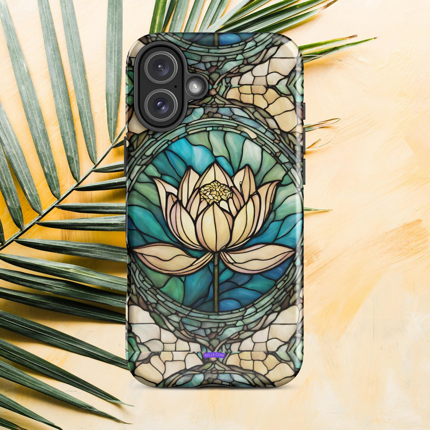 Lotus Stained Glass Tough Phone Case for iPhone® 15, iPhone 14, iPhone 13, iPhone 12, iPhone 11, Gift For iPhone Owners