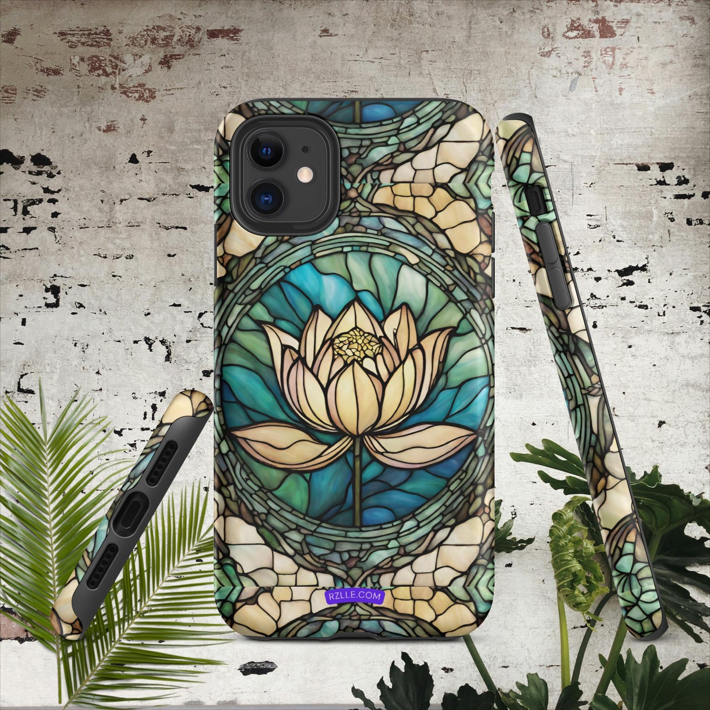 Lotus Stained Glass Tough Phone Case for iPhone® 15, iPhone 14, iPhone 13, iPhone 12, iPhone 11, Gift For iPhone Owners