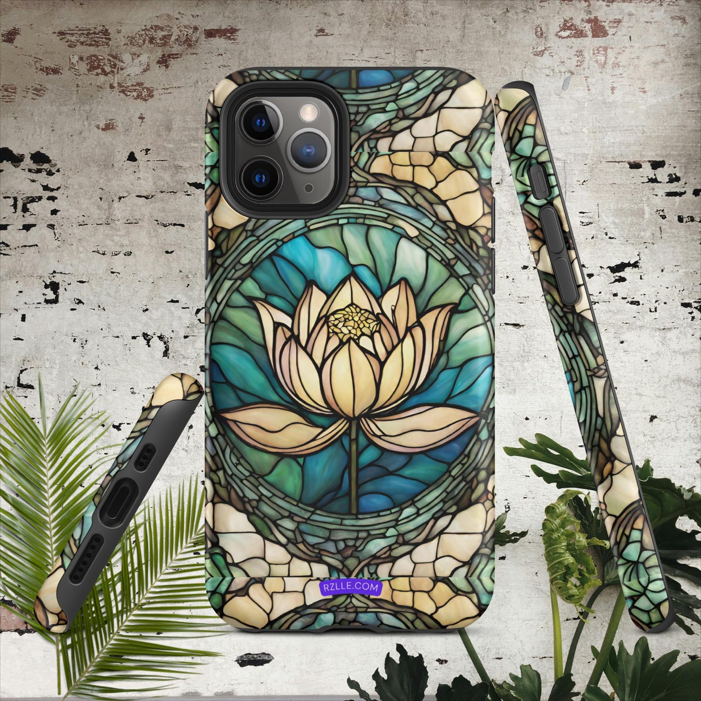 Lotus Stained Glass Tough Phone Case for iPhone® 15, iPhone 14, iPhone 13, iPhone 12, iPhone 11, Gift For iPhone Owners