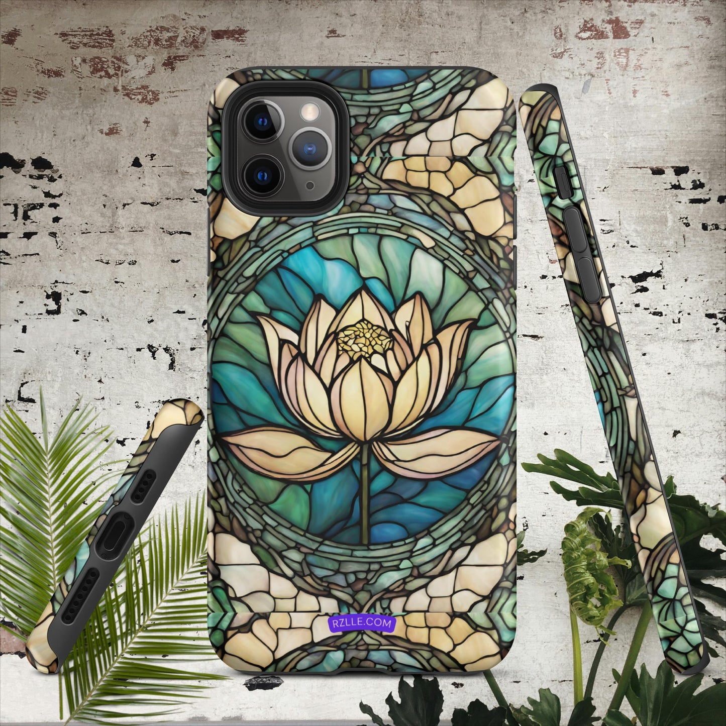 Lotus Stained Glass Tough Phone Case for iPhone® 15, iPhone 14, iPhone 13, iPhone 12, iPhone 11, Gift For iPhone Owners