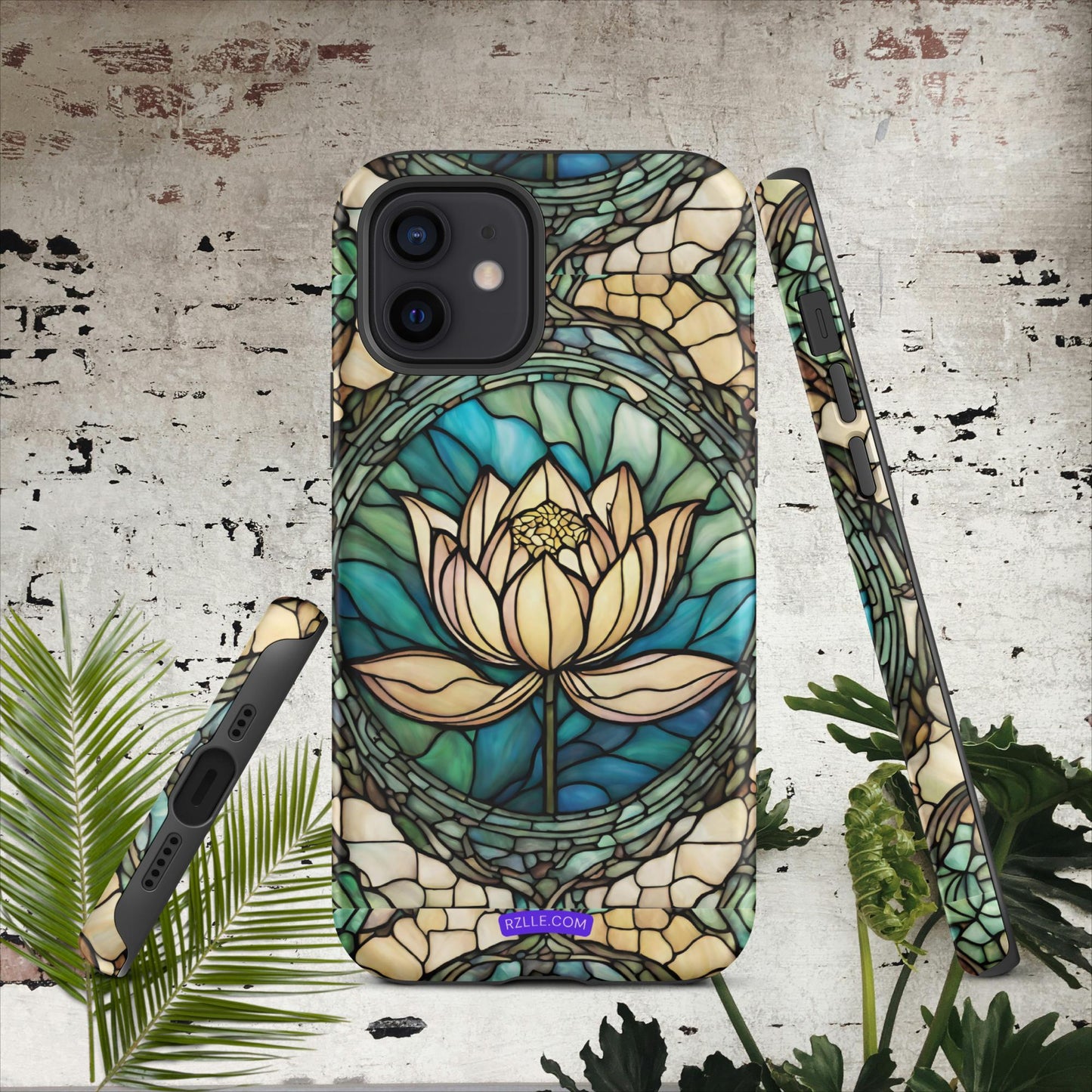 Lotus Stained Glass Tough Phone Case for iPhone® 15, iPhone 14, iPhone 13, iPhone 12, iPhone 11, Gift For iPhone Owners