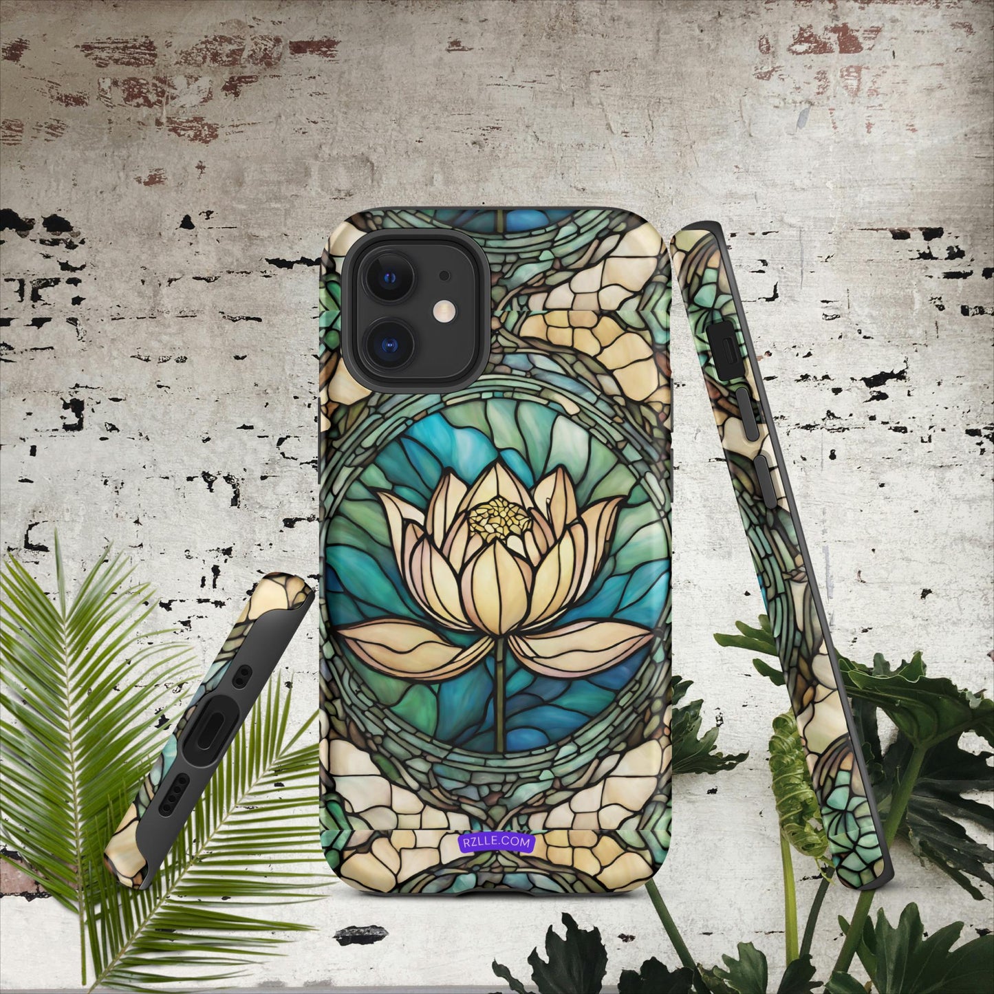 Lotus Stained Glass Tough Phone Case for iPhone® 15, iPhone 14, iPhone 13, iPhone 12, iPhone 11, Gift For iPhone Owners