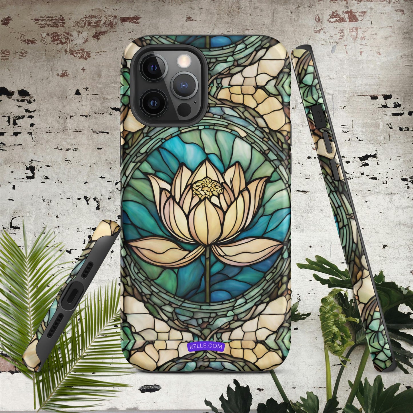 Lotus Stained Glass Tough Phone Case for iPhone® 15, iPhone 14, iPhone 13, iPhone 12, iPhone 11, Gift For iPhone Owners