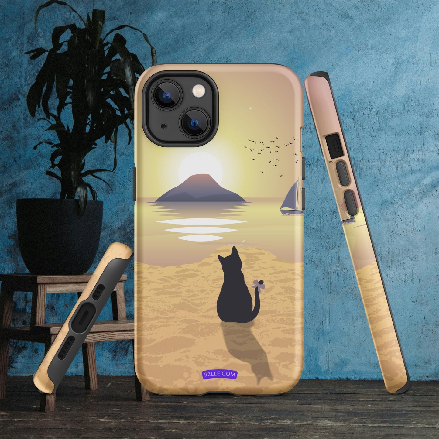 Cat & Sunset Tough Phone Case for iPhone® 15, iPhone 14, iPhone 13, iPhone 12, iPhone 11, Gift For iPhone Owners