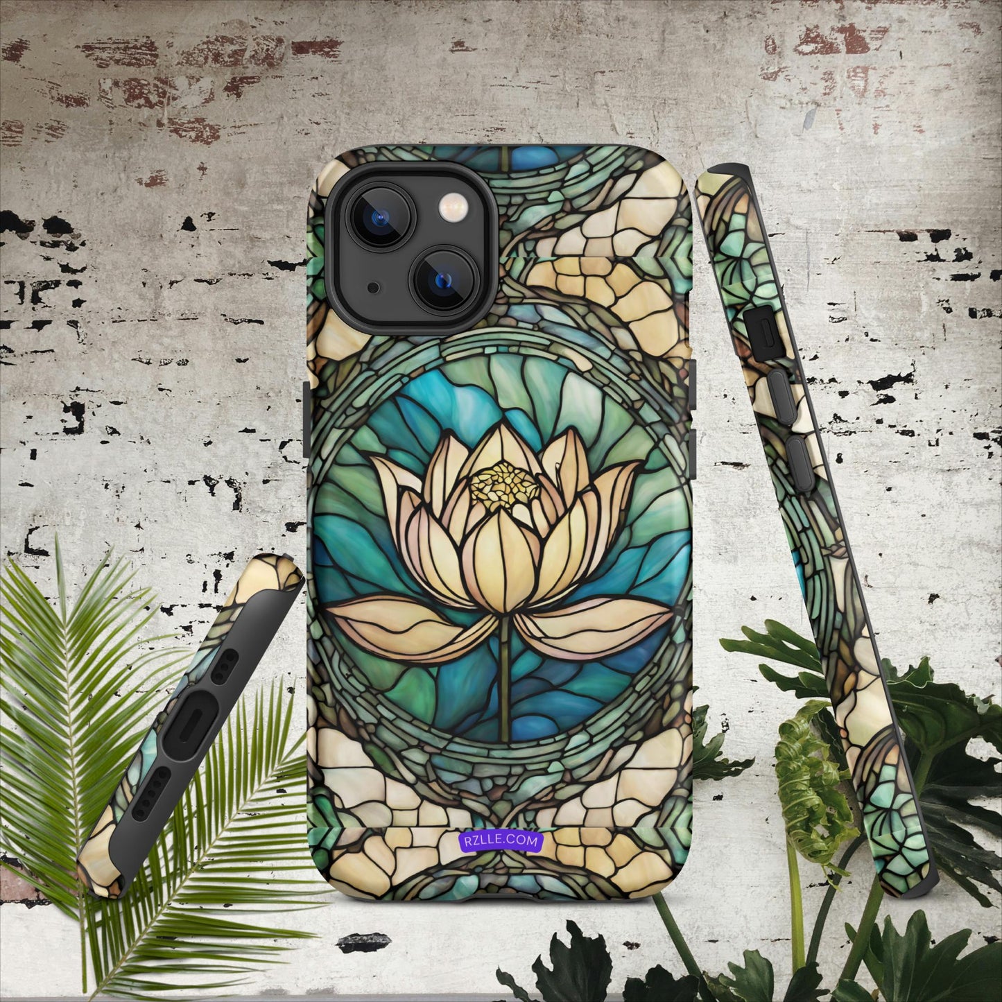 Lotus Stained Glass Tough Phone Case for iPhone® 15, iPhone 14, iPhone 13, iPhone 12, iPhone 11, Gift For iPhone Owners