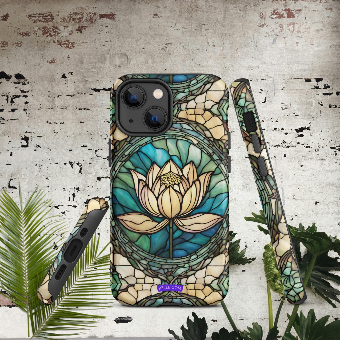 Lotus Stained Glass Tough Phone Case for iPhone® 15, iPhone 14, iPhone 13, iPhone 12, iPhone 11, Gift For iPhone Owners