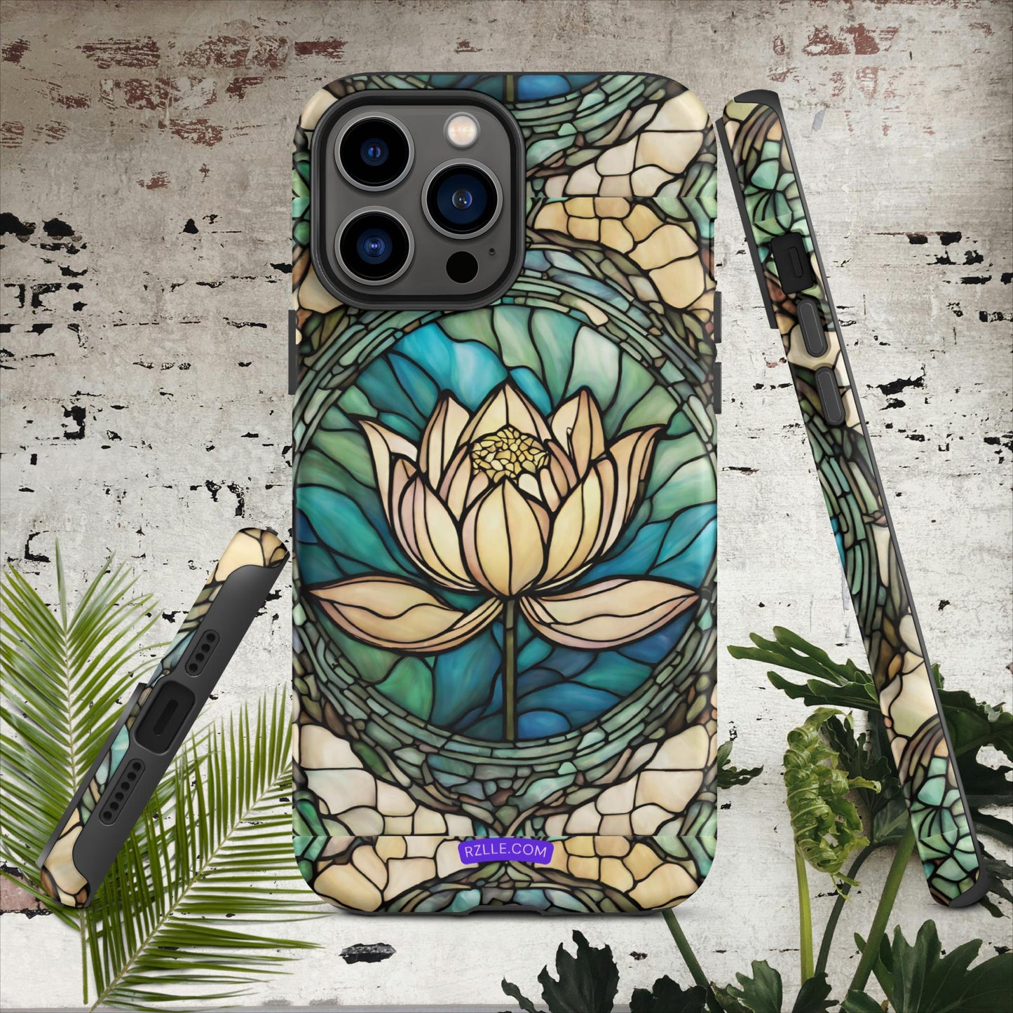 Lotus Stained Glass Tough Phone Case for iPhone® 15, iPhone 14, iPhone 13, iPhone 12, iPhone 11, Gift For iPhone Owners