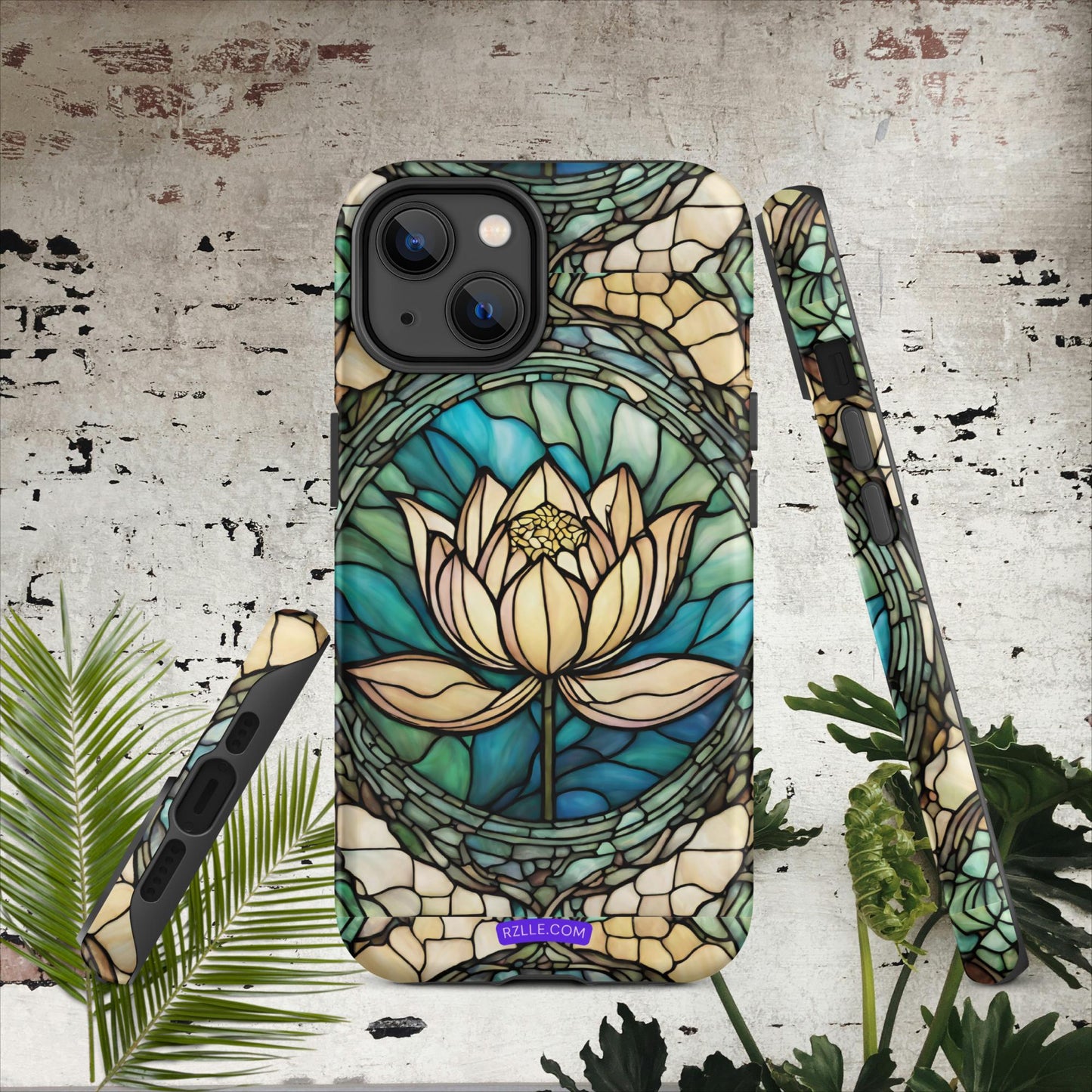 Lotus Stained Glass Tough Phone Case for iPhone® 15, iPhone 14, iPhone 13, iPhone 12, iPhone 11, Gift For iPhone Owners