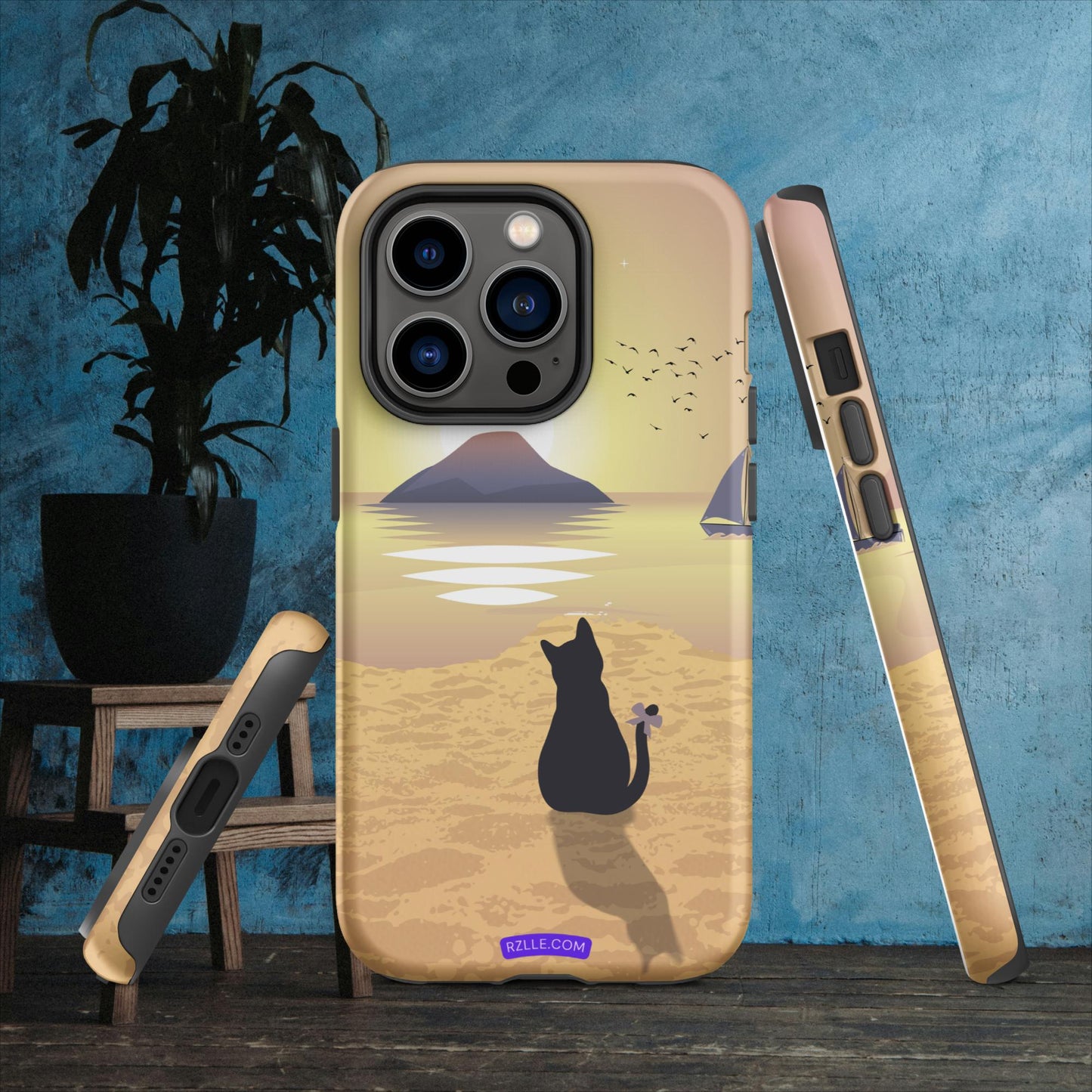 Cat & Sunset Tough Phone Case for iPhone® 15, iPhone 14, iPhone 13, iPhone 12, iPhone 11, Gift For iPhone Owners