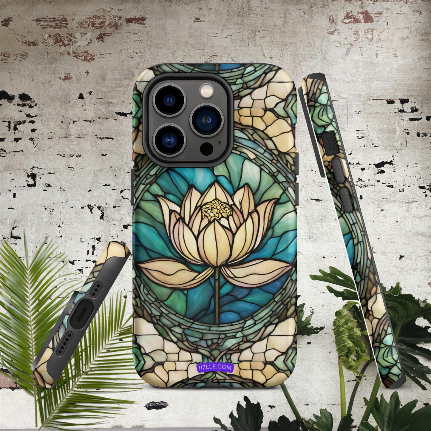 Lotus Stained Glass Tough Phone Case for iPhone® 15, iPhone 14, iPhone 13, iPhone 12, iPhone 11, Gift For iPhone Owners