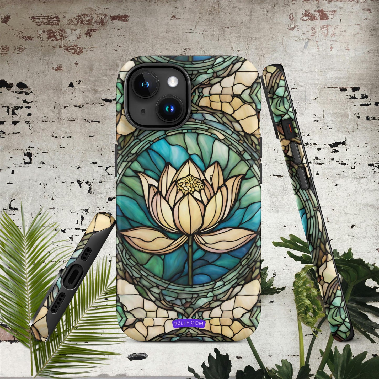 Lotus Stained Glass Tough Phone Case for iPhone® 15, iPhone 14, iPhone 13, iPhone 12, iPhone 11, Gift For iPhone Owners