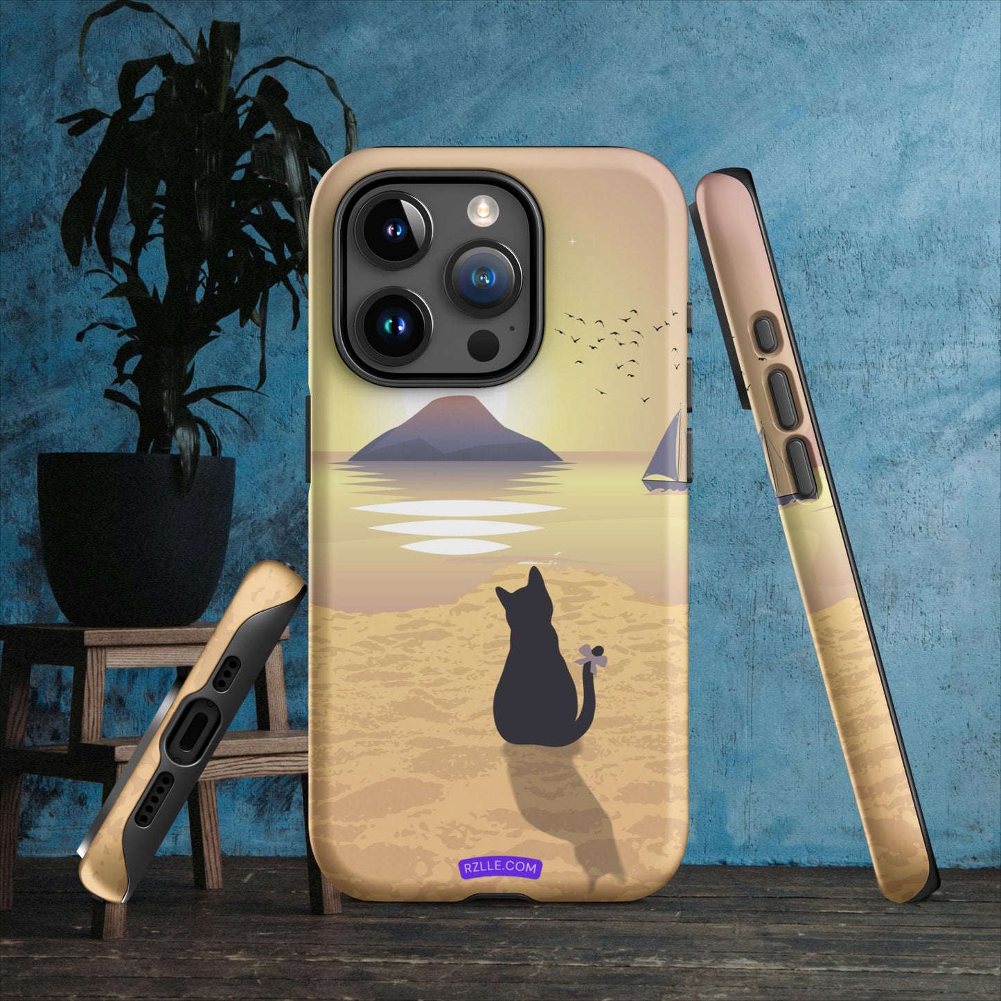 Cat & Sunset Tough Phone Case for iPhone® 15, iPhone 14, iPhone 13, iPhone 12, iPhone 11, Gift For iPhone Owners