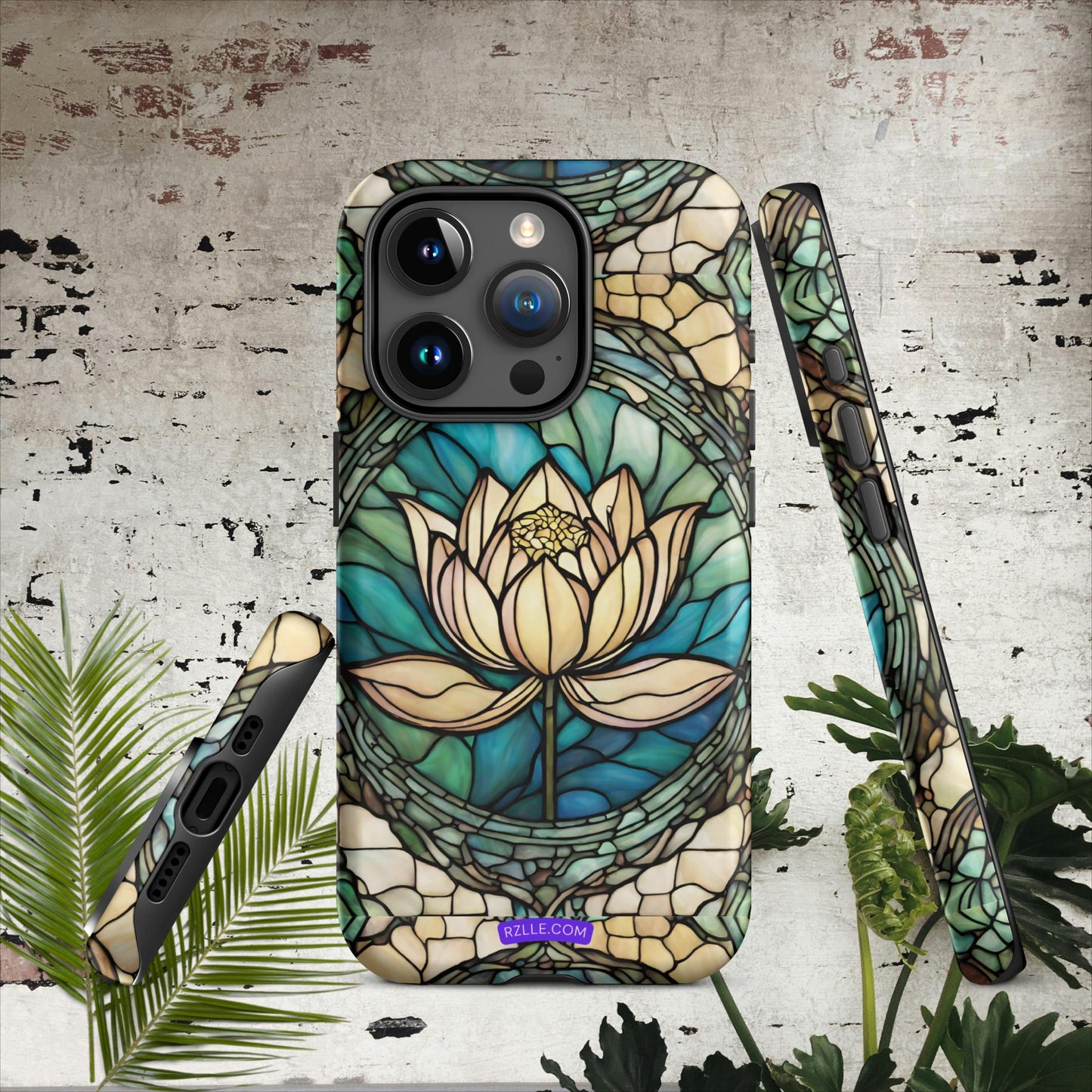 Lotus Stained Glass Tough Phone Case for iPhone® 15, iPhone 14, iPhone 13, iPhone 12, iPhone 11, Gift For iPhone Owners