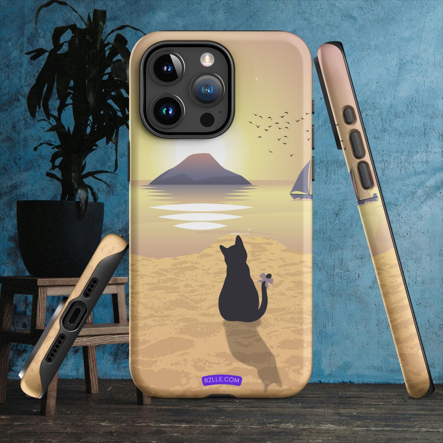 Cat & Sunset Tough Phone Case for iPhone® 15, iPhone 14, iPhone 13, iPhone 12, iPhone 11, Gift For iPhone Owners