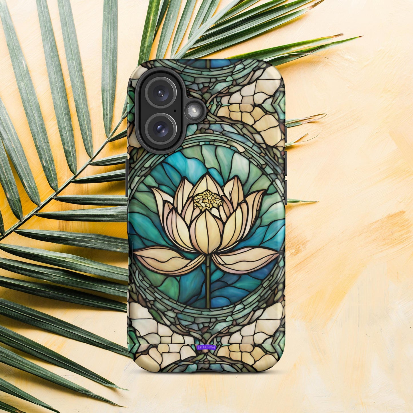 Lotus Stained Glass Tough Phone Case for iPhone® 15, iPhone 14, iPhone 13, iPhone 12, iPhone 11, Gift For iPhone Owners