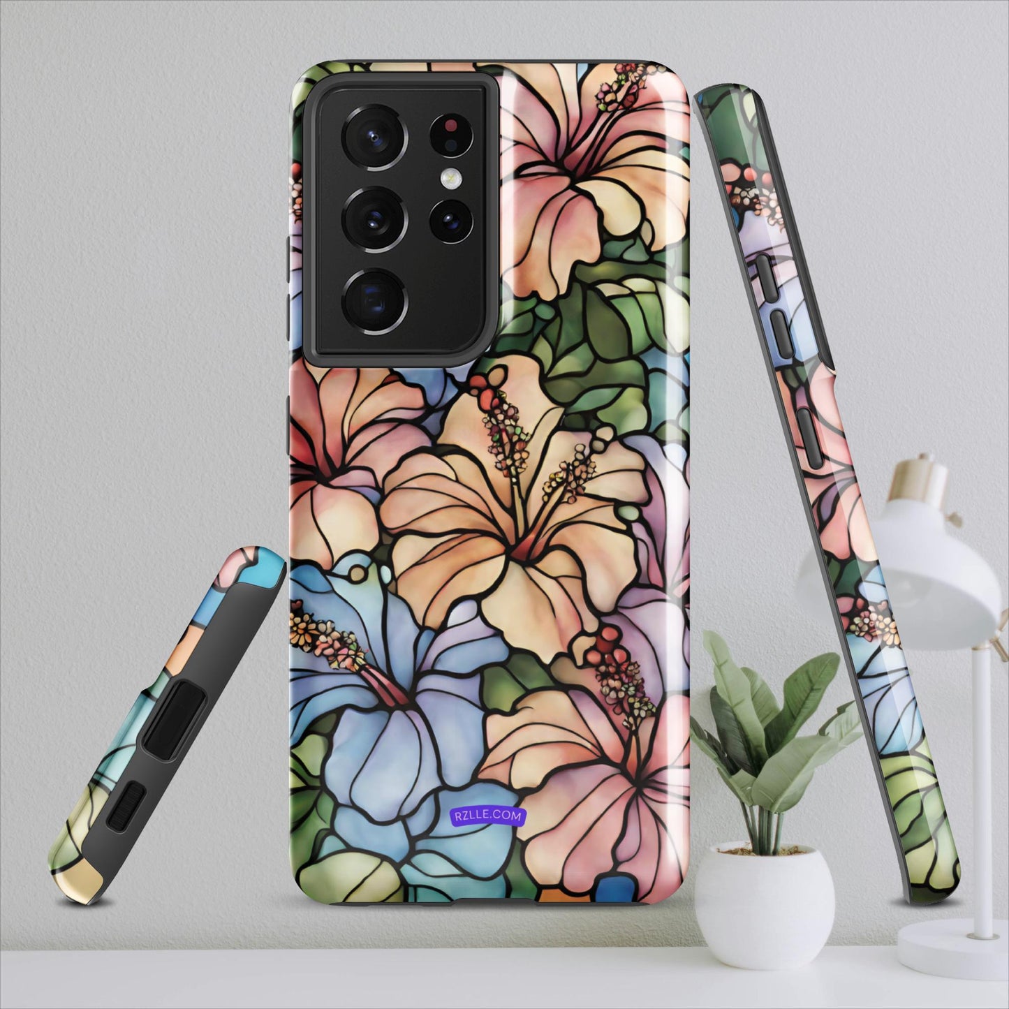 Stained Glass Hibiscus Flowers Tough case for Samsung®