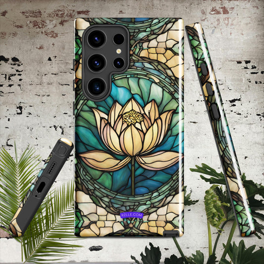 Samsung® Galaxy Phone Case: Handmade Tough Phone Case with Lotus Stained Glass Design, Gift for Samsung Phone Owners