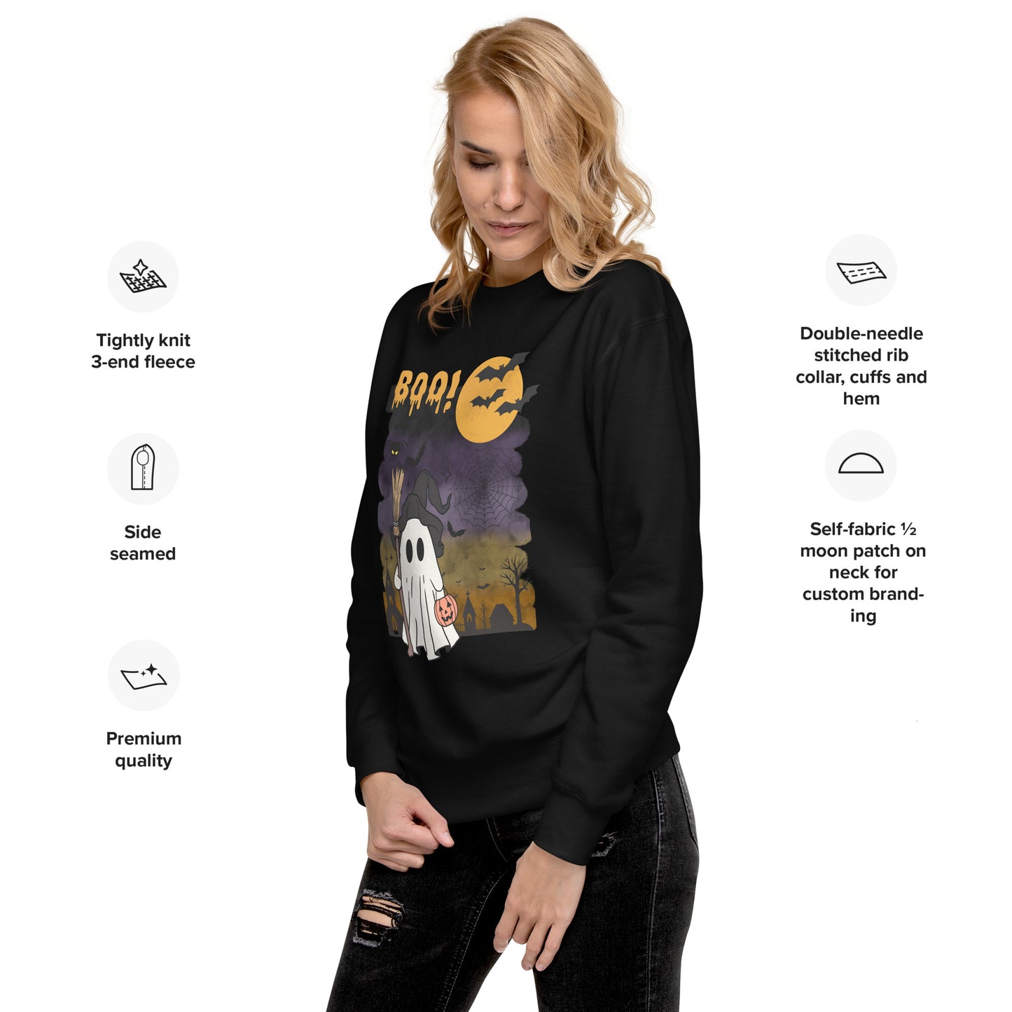 Boo! Cute Ghost Unisex Premium Sweatshirt