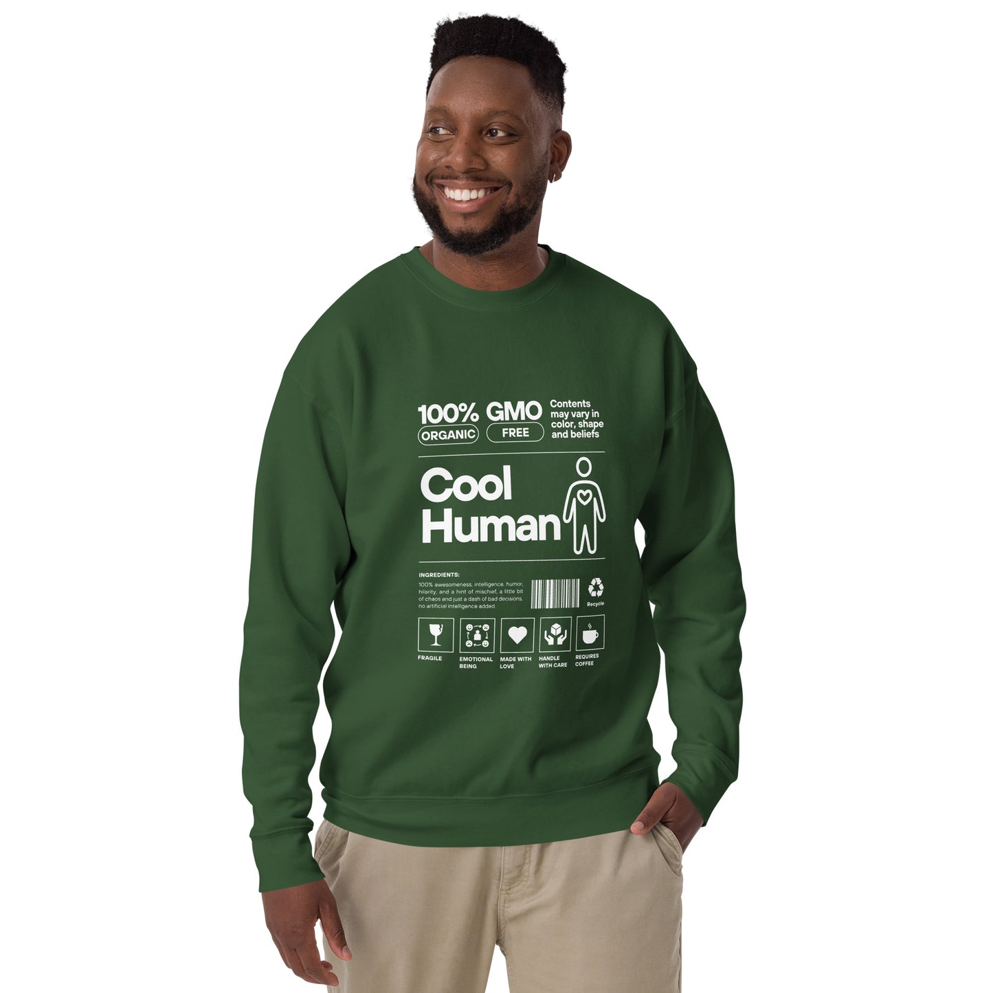 Cool Human 100% Organic Unisex Premium Sweatshirt Dark