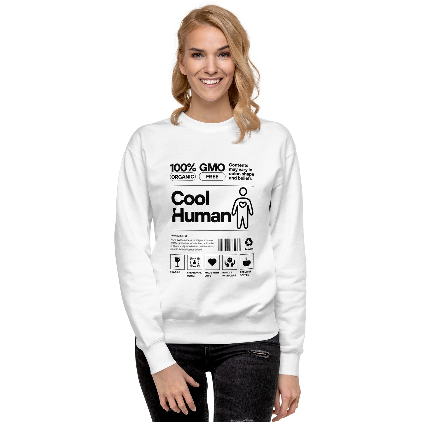 Cool Human 100% Organic Unisex Premium Sweatshirt Light