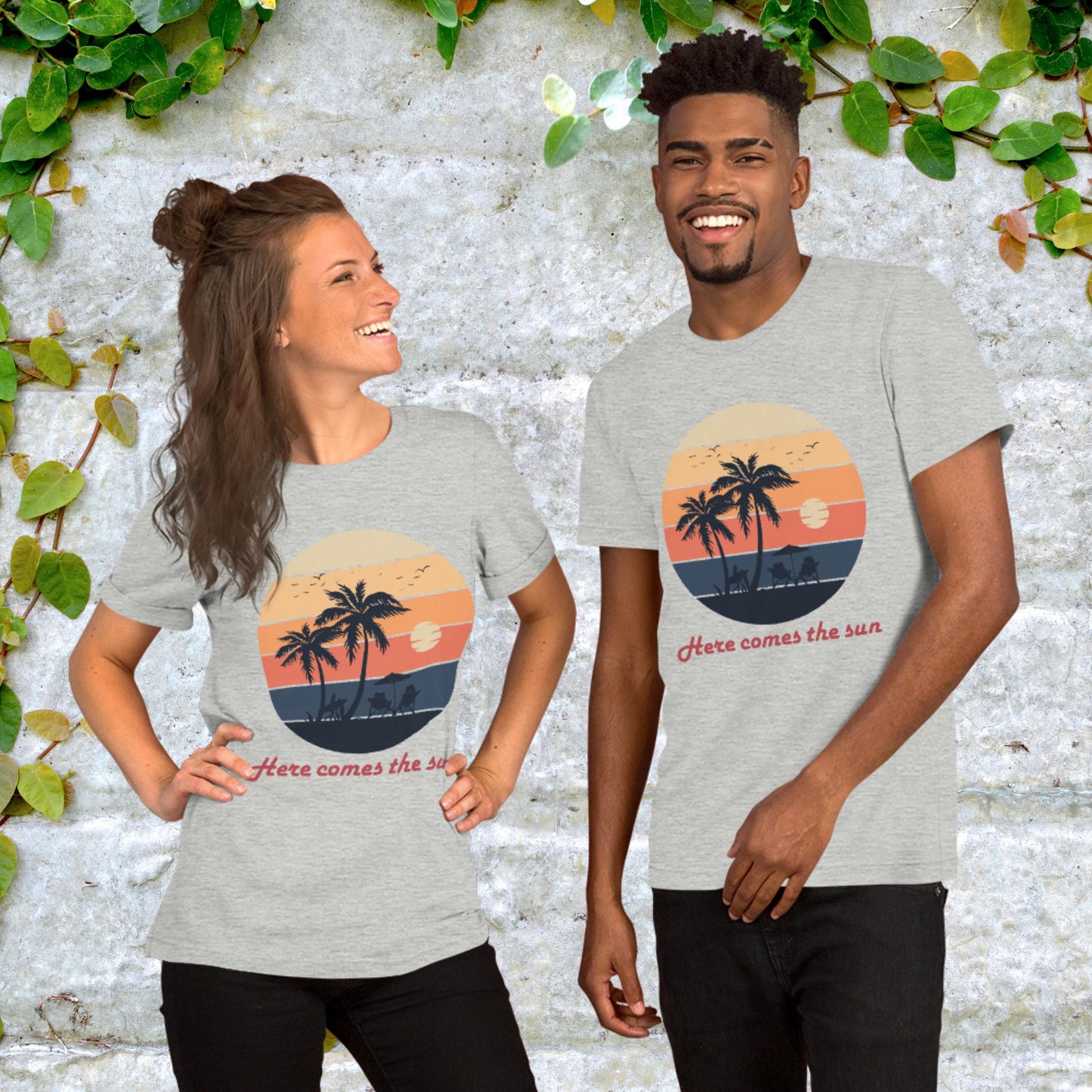 Here Comes The Sun Retro  Unisex Graphic Printed T-Shirt Bella Canvas 3001