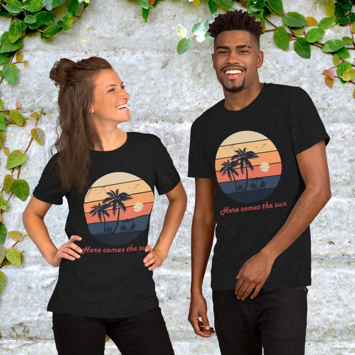 Here Comes The Sun Retro  Unisex Graphic Printed T-Shirt Bella Canvas 3001