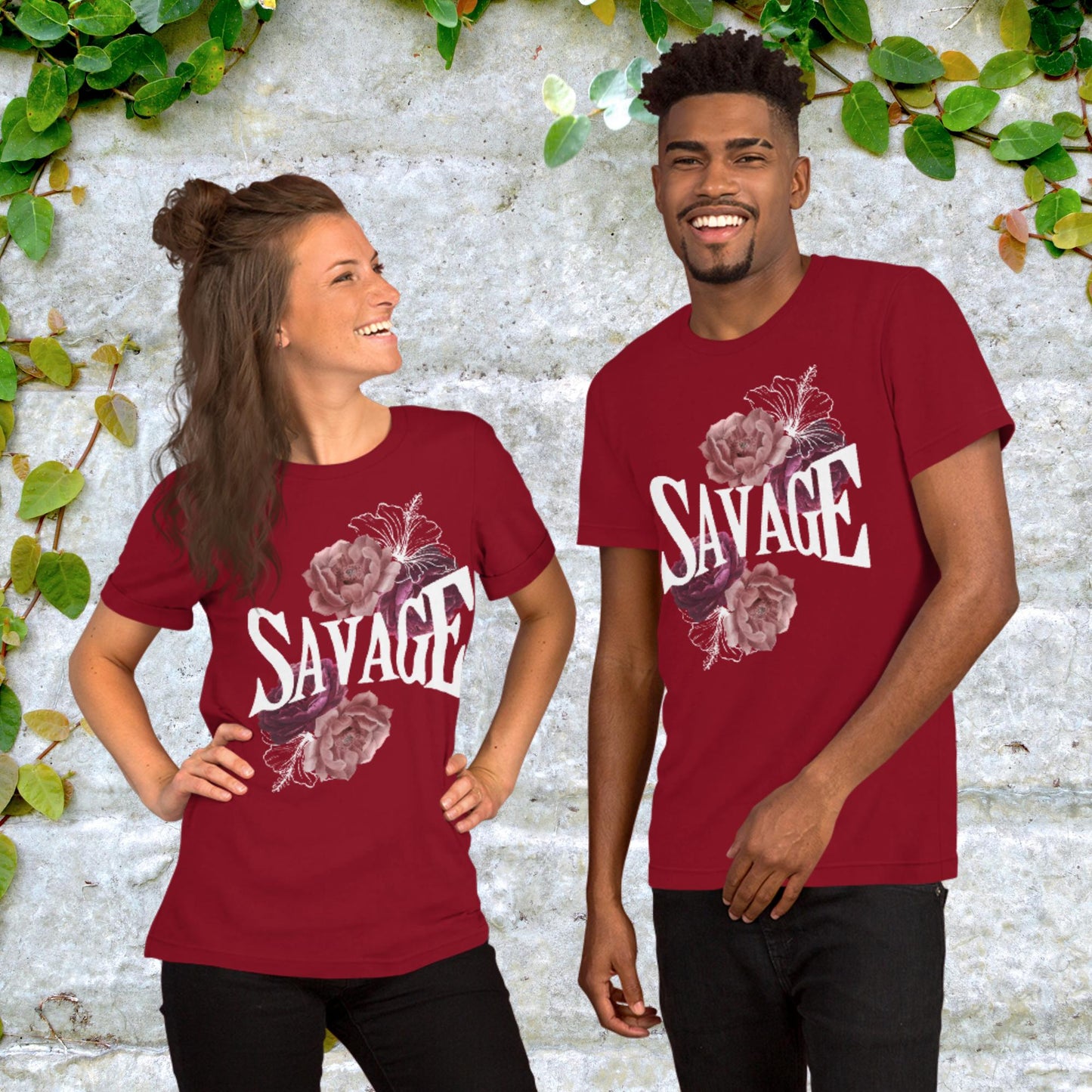 Savage with Flowers Unisex t-shirt