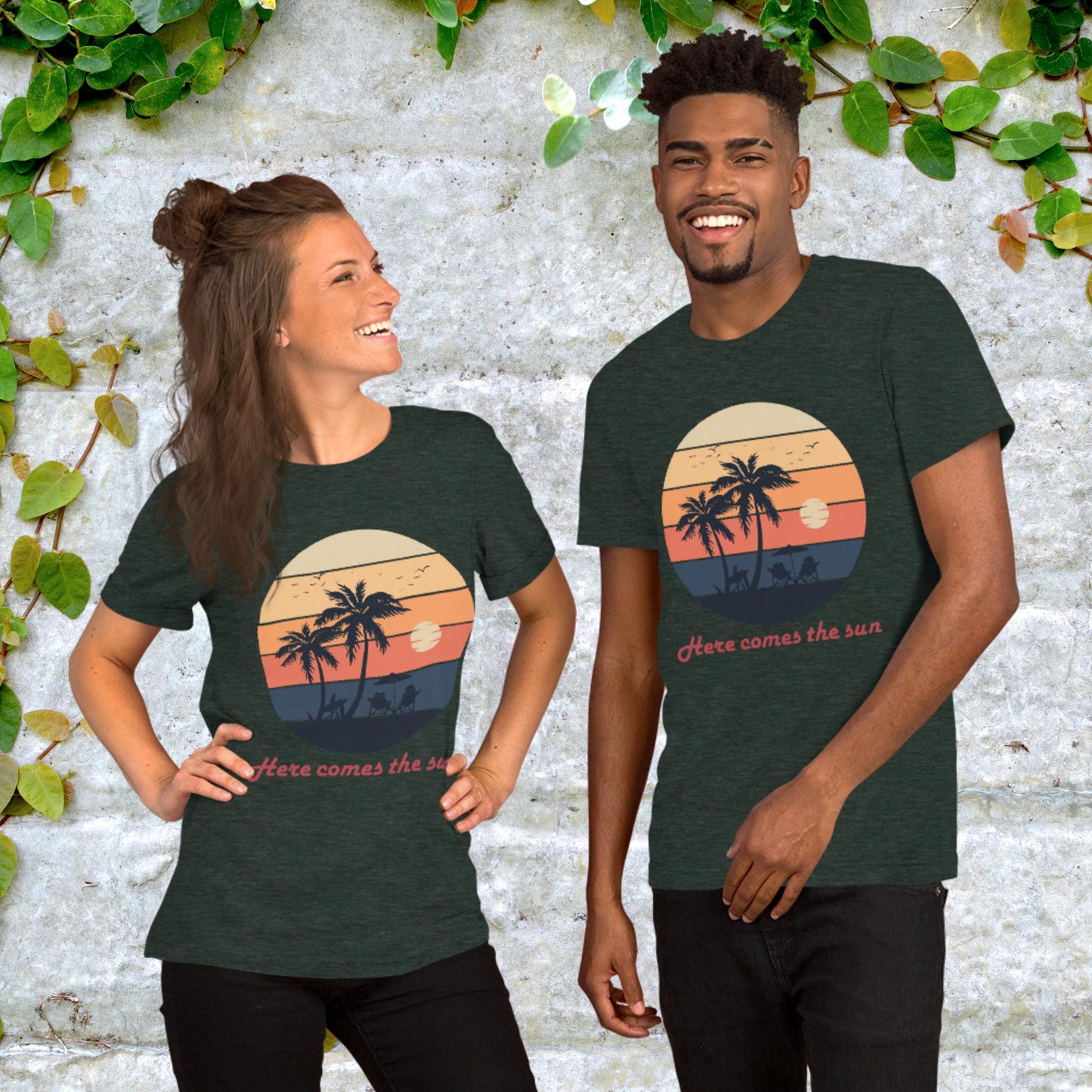 Here Comes The Sun Retro  Unisex Graphic Printed T-Shirt Bella Canvas 3001