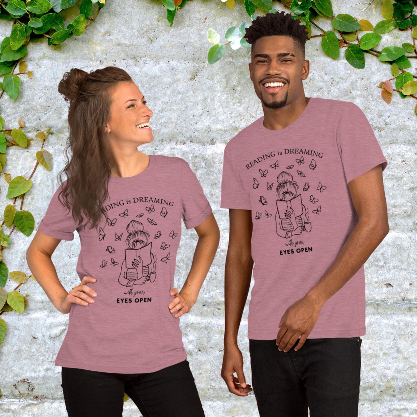 Reading Is Dreaming With Eyes Open Bookish Booklover Unisex t-shirt