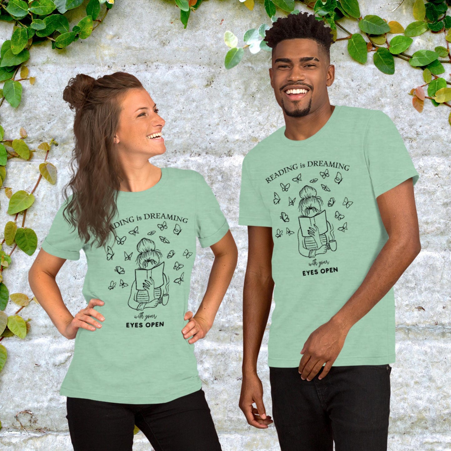 Reading Is Dreaming With Eyes Open Bookish Booklover Unisex t-shirt