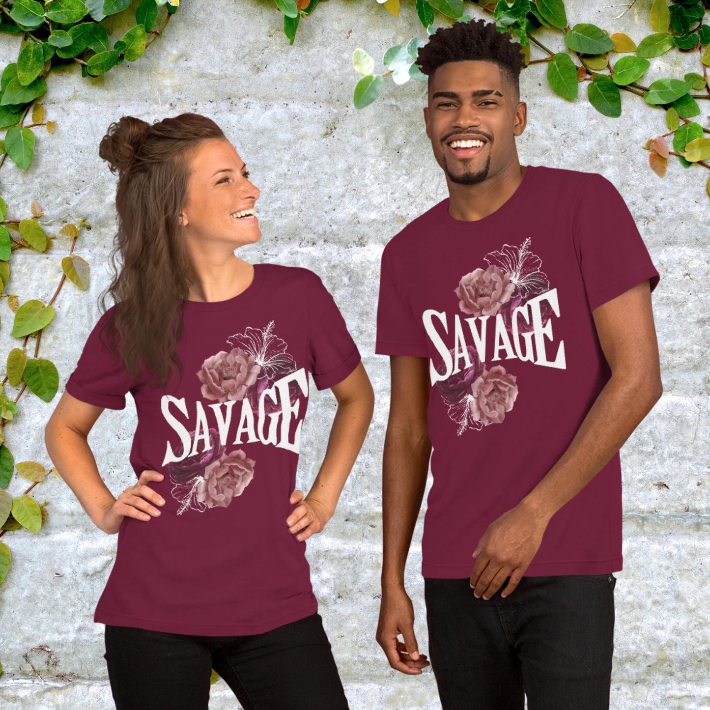 Savage with Flowers Unisex t-shirt