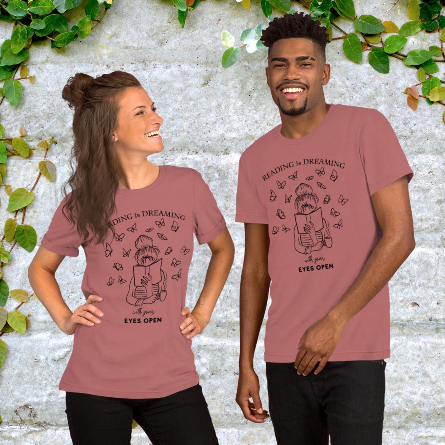 Reading Is Dreaming With Eyes Open Bookish Booklover Unisex t-shirt