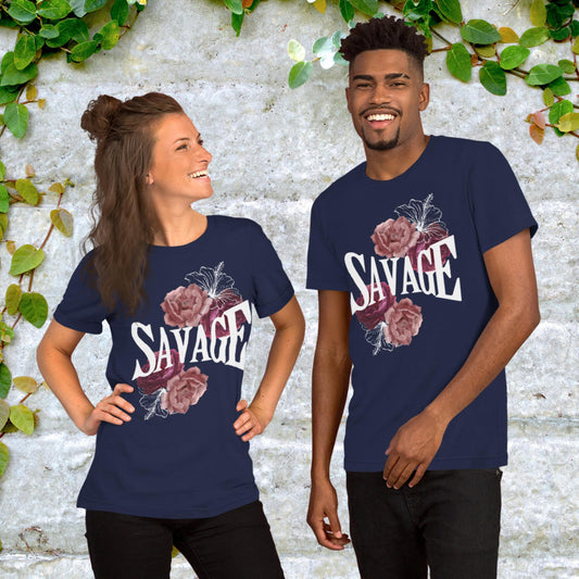 Savage with Flowers Unisex t-shirt