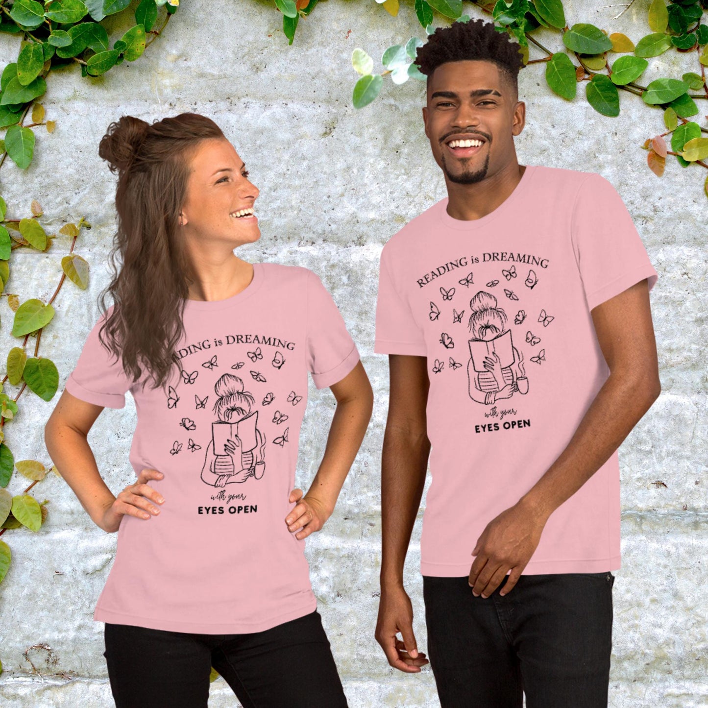 Reading Is Dreaming With Eyes Open Bookish Booklover Unisex t-shirt