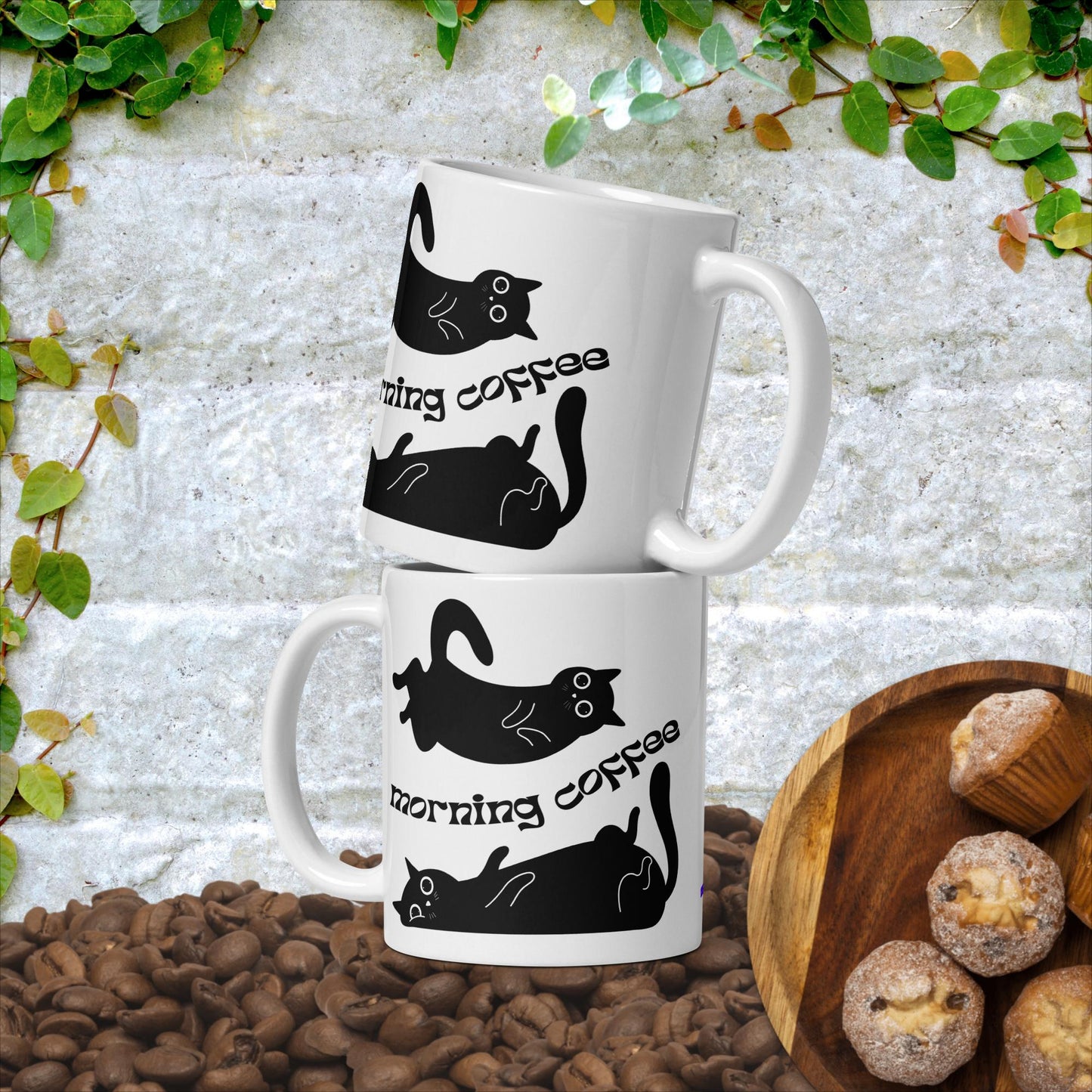 Black Cat White glossy mug