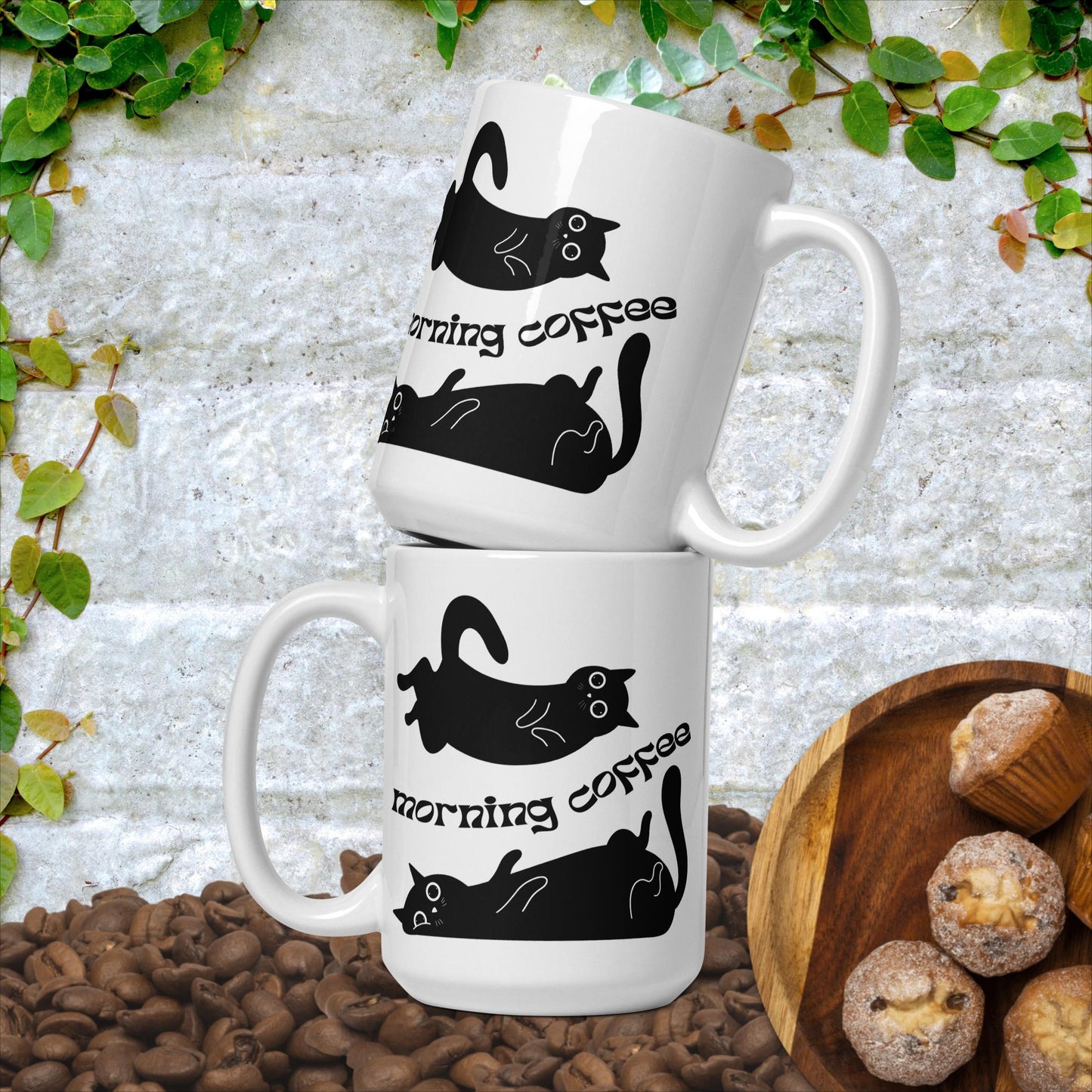 Black Cat White glossy mug