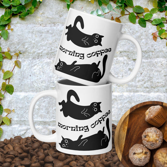 Black Cat White glossy mug