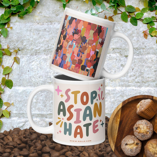 Stop Asian Hate White glossy mug