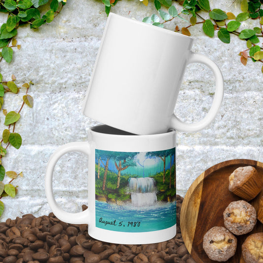 Relaxing Waterfalls Note Card Photo White glossy mug