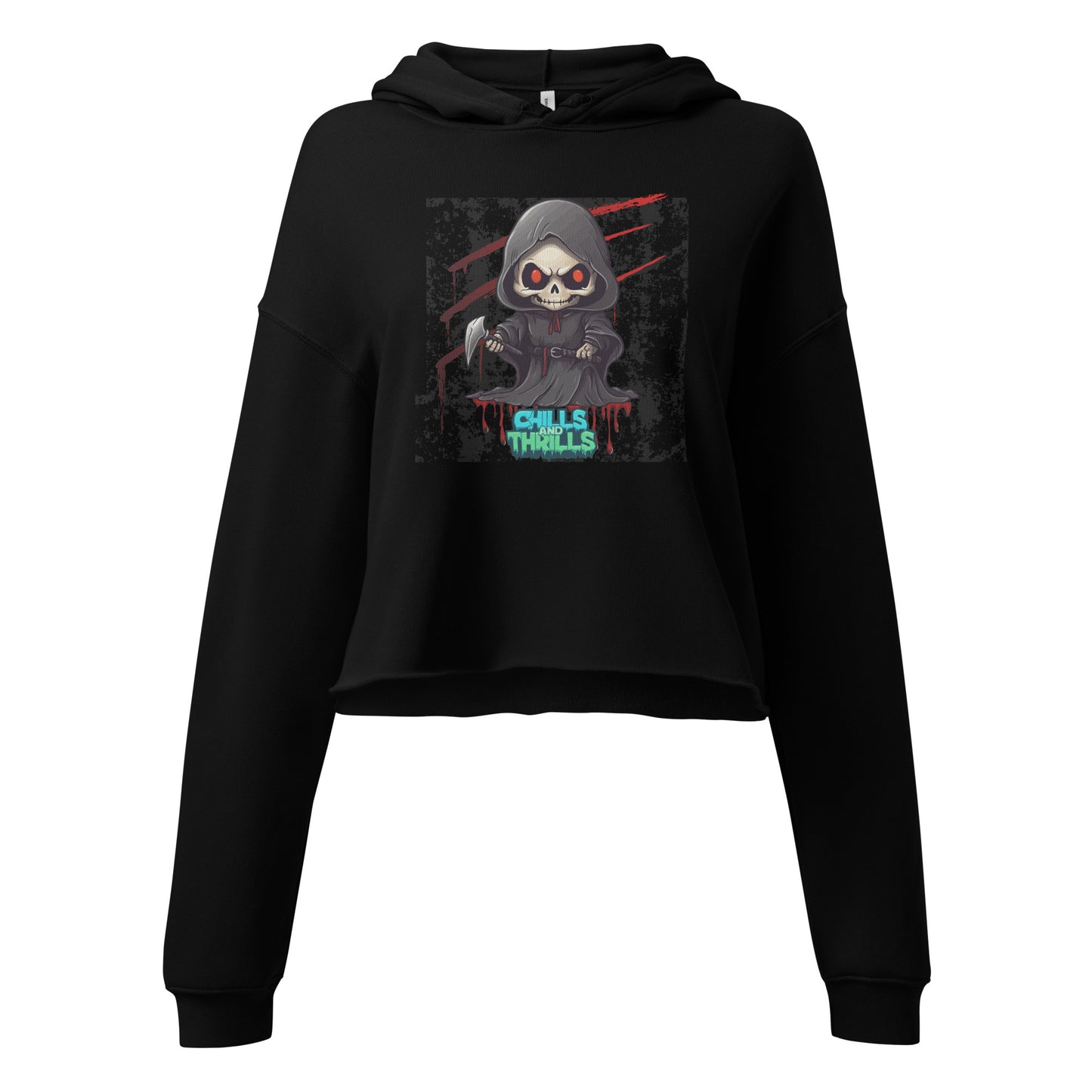 Chills & Thrills Cute Grim Ripper Crop Hoodie