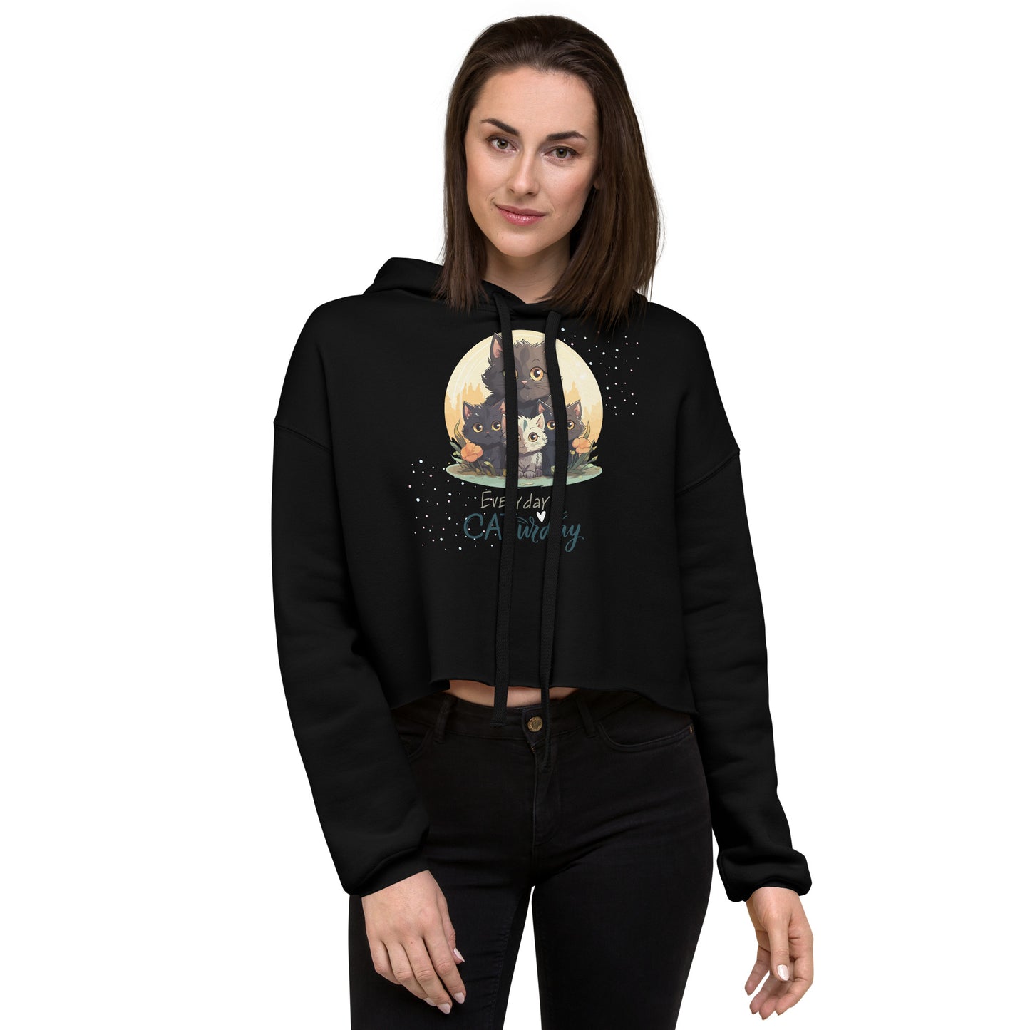 Everyday Is Caturday Crop Hoodie