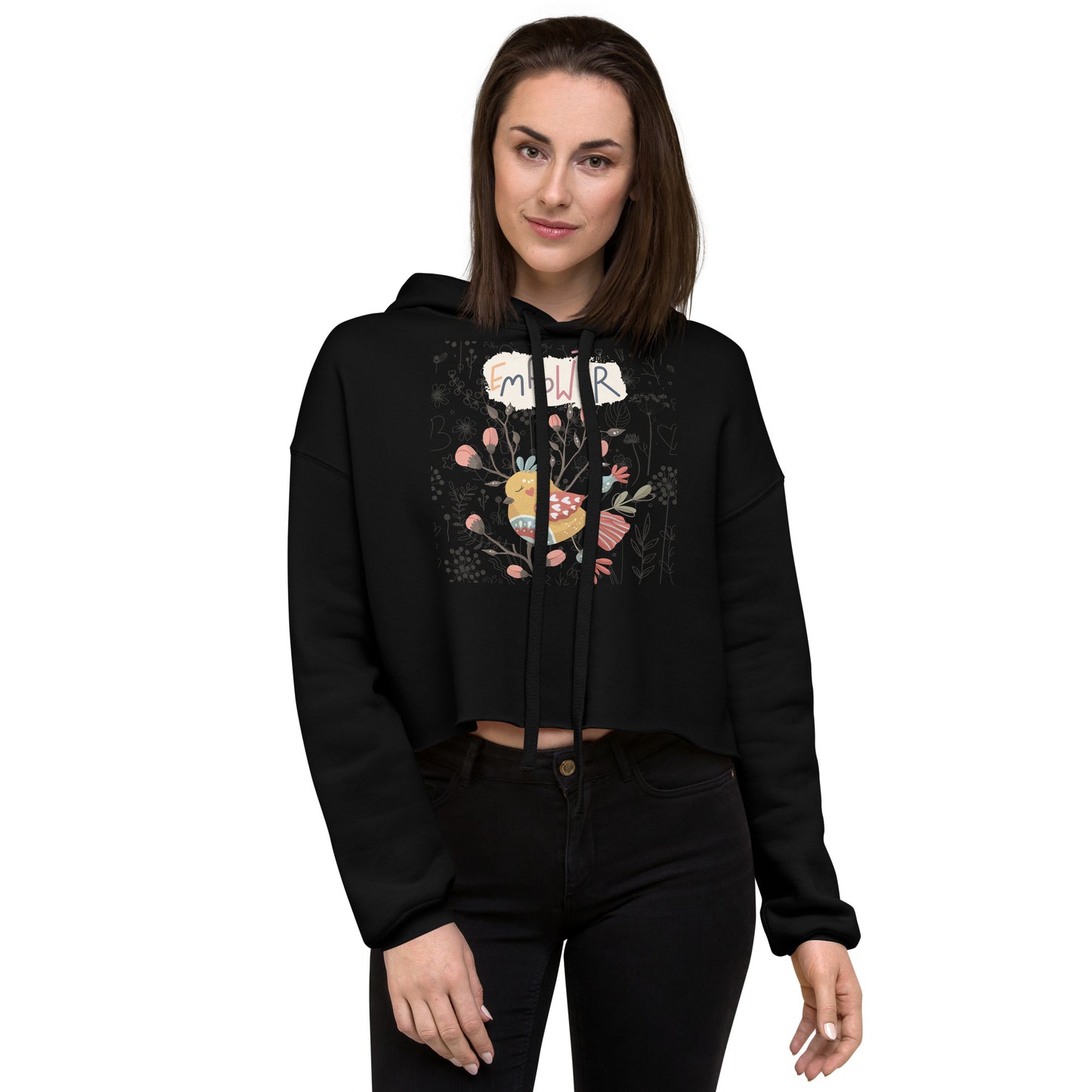 Empower Scandinavian Art Crop Hoodie