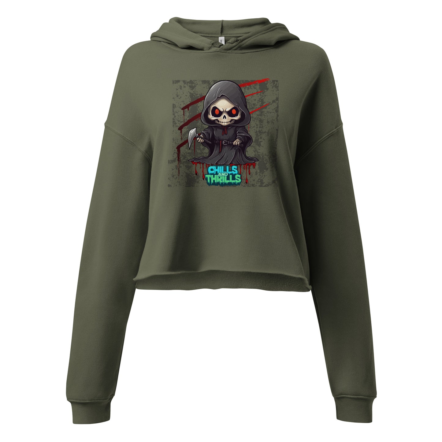 Chills & Thrills Cute Grim Ripper Crop Hoodie