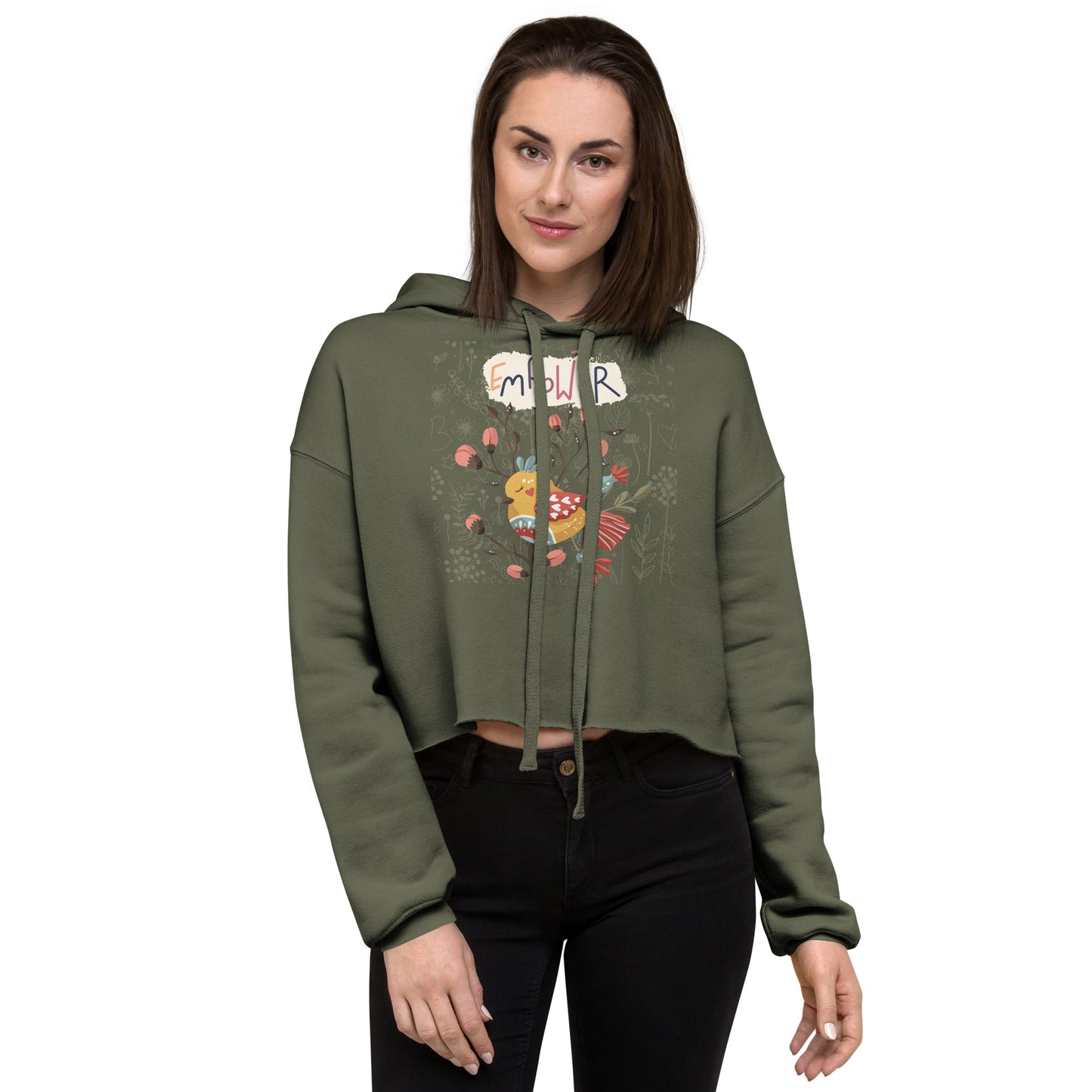 Empower Scandinavian Art Crop Hoodie