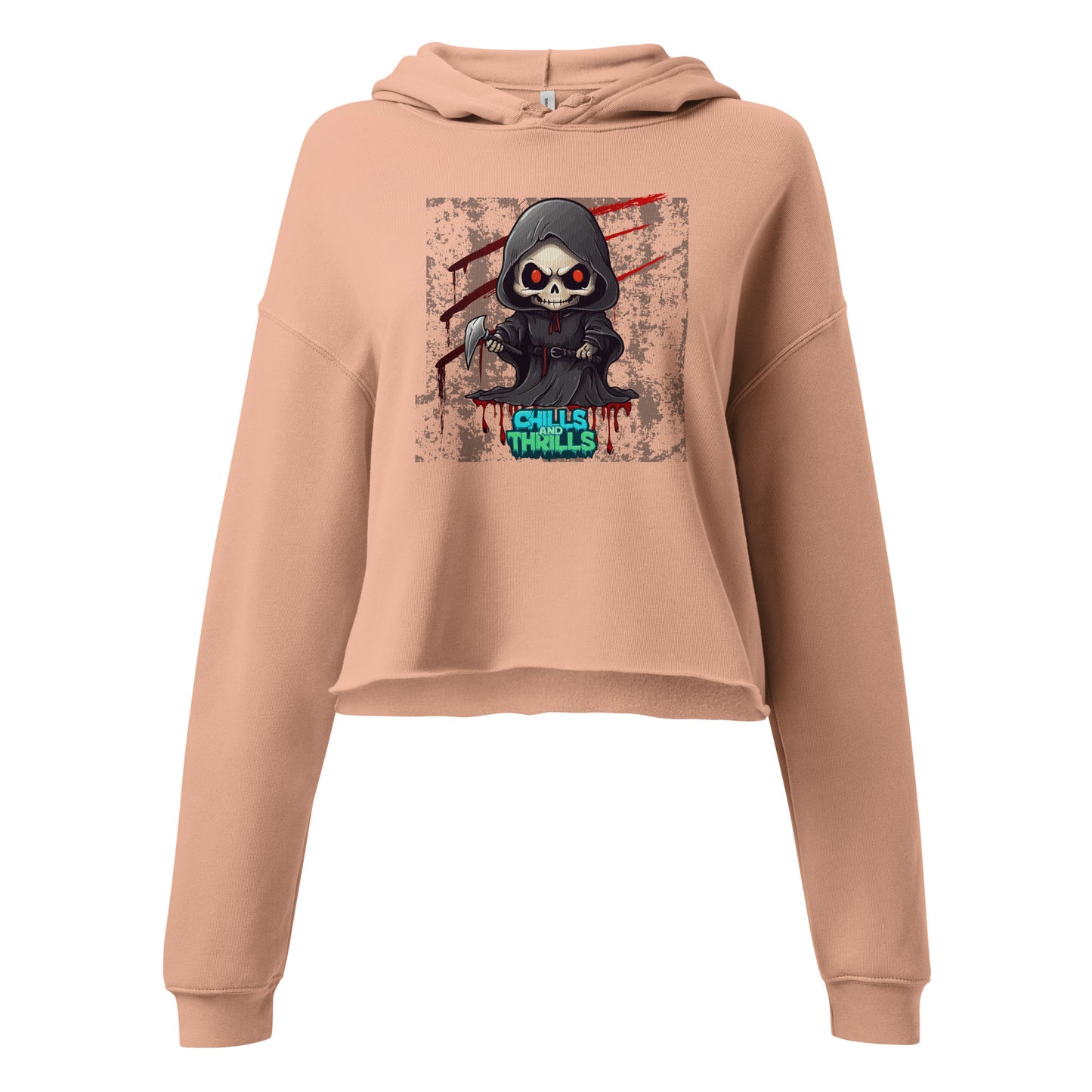 Chills & Thrills Cute Grim Ripper Crop Hoodie