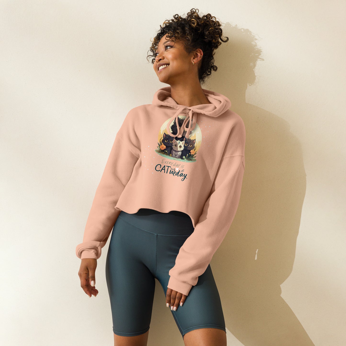 Everyday Is Caturday Crop Hoodie