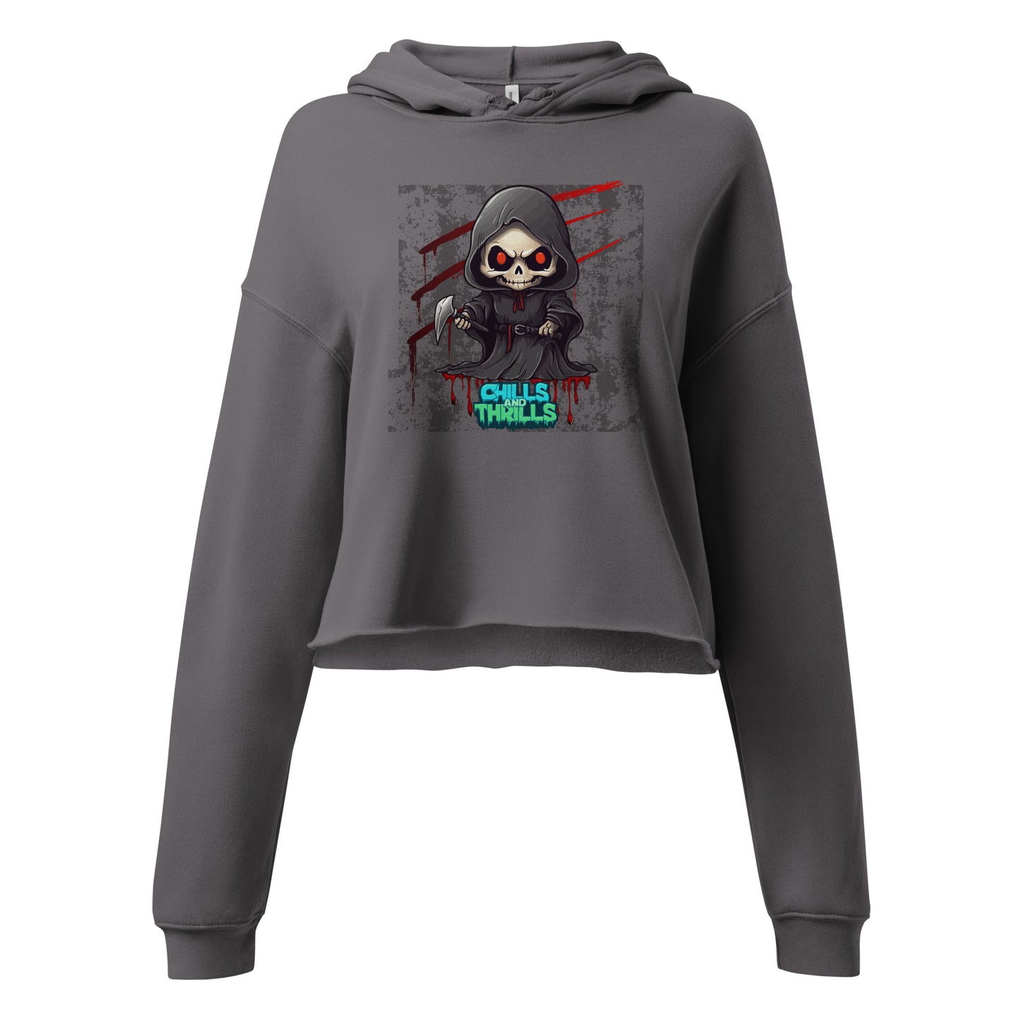 Chills & Thrills Cute Grim Ripper Crop Hoodie