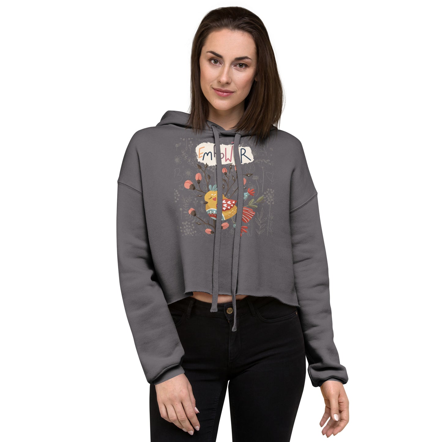 Empower Scandinavian Art Crop Hoodie